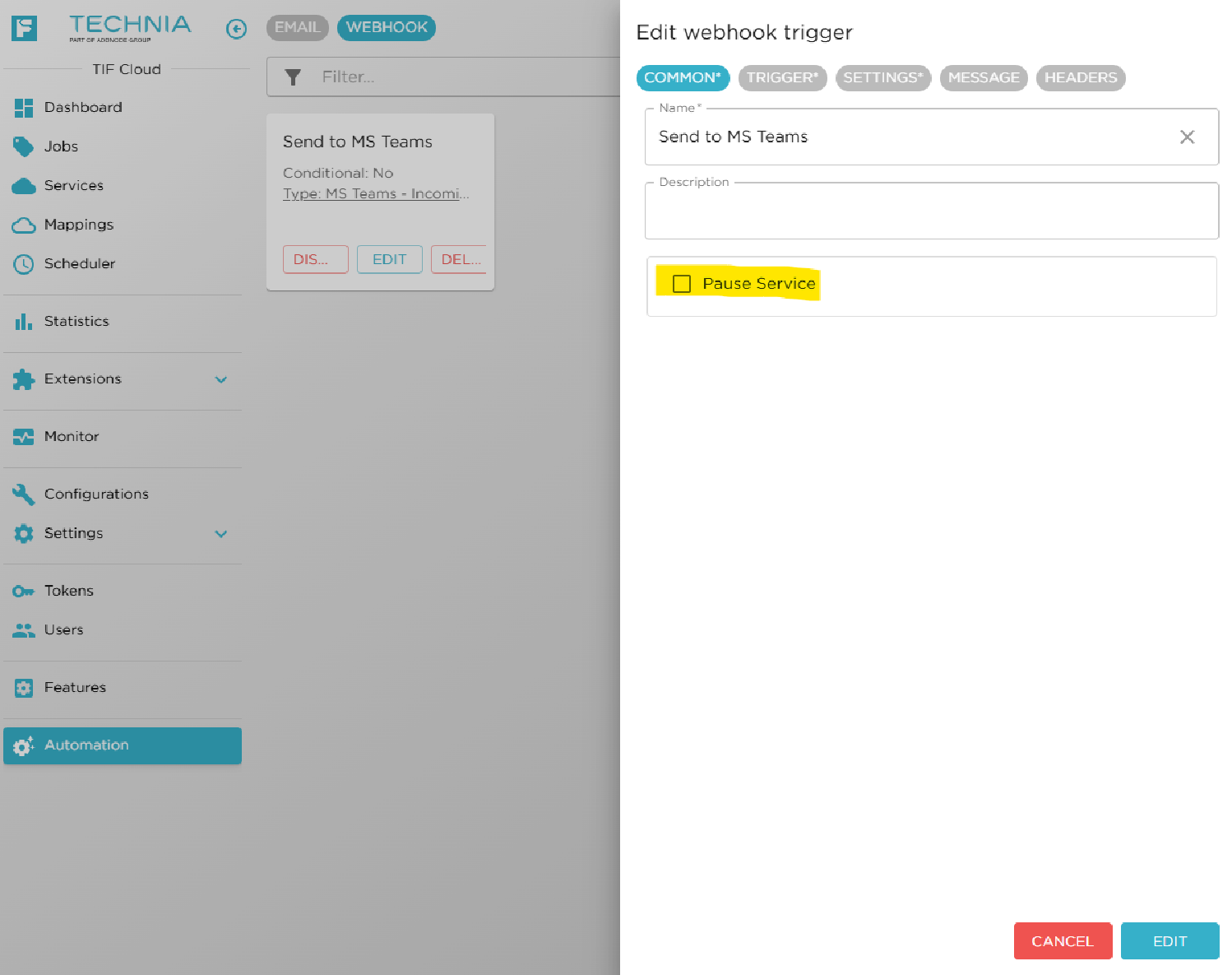 job trigger pause service